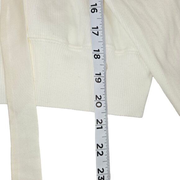 I.D. Sarrieri Womens UK 2XL Hoodie Charlie Cold-shoulder Ribbed Cream Cropped - Picture 6 of 13